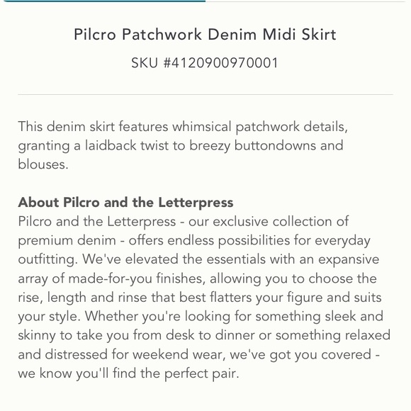 Anthropologie NWT Pilcro Patchwork Denim MIDI Skirt Size 2 - Picture 5 of 14